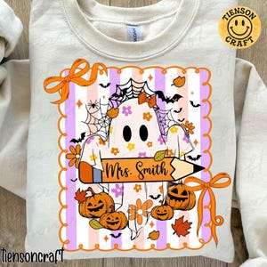 Personalisieren Sie Halloween, gruseligen Lehrer Png, Halloween Png, Süßer Geist Png, Gruselige Saison Png, Retro Halloween, Preppy Gruselig, Digitales Design