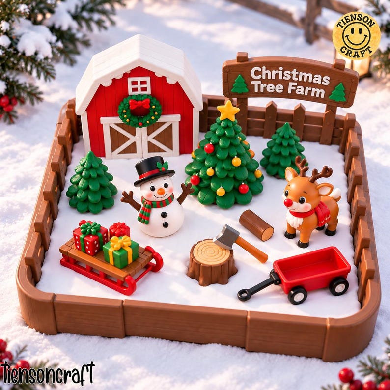 Christmas Farm Playset 3D STL File, Christmas Sensory, Holiday Pretend ...