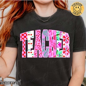 Neon Preppy Varsity TEACH PNG, Teacher Back to School PNG Neon Disstressed, Coquette 1st 2nd 3rd Grade Teacher, Hand Drawn, Digital Design