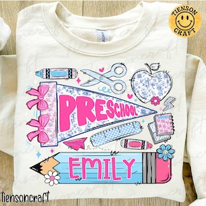 Custom School Back to School Pennant PNG, Preppy Lace Coquette Girl Name png, Cute Name Clipart For Children Kindergarten, Digital Design