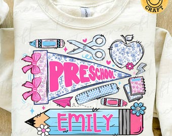 Custom School Back to School Pennant PNG, Preppy Lace Coquette Girl Name png, Cute Name Clipart For Children Kindergarten, Digital Design