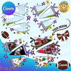 School Spirit Pennant Canva Frames, School Mascot Canva Frame Template, Pennant Flag Canva Frame, School, Sports Team Canva, Digital Design