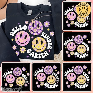Preppy Back to School PNG Bundle, Hello Pre-k 1st 2nd 3rd Grade Png, Smiley First Day of School Hand Drawn Png, Teacher Png, Digital Design