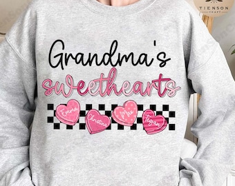 Custom Grandma's Nana Gigi Sweetheart Design, With kid names Png, Custom Valentine Files, Granny Valentine's Day Png, Valentine Diy Gift