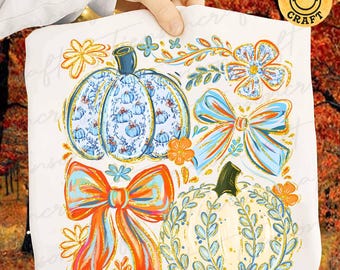 Preppy Grandmillennial Pumpkin PNG, Grandmillennial Coquette PNG, Fall PNG, Pumpkin Png, Fall Bow Png, Grand Png, Trendy Png, Digital Design