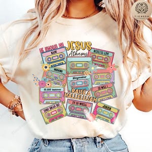 90s Jesus Anthems Retro Christian Collage, Popular Christian Png Files, Retro Christian Shirt Png, Cassette Tapes Png, Religious Gifts Png