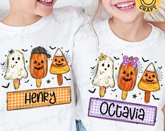 Personalized Boy Girl Halloween Kids Icecream Png, Halloween Kids png, Halloween kids name png, Cute Spooky Halloween png, Digital Design