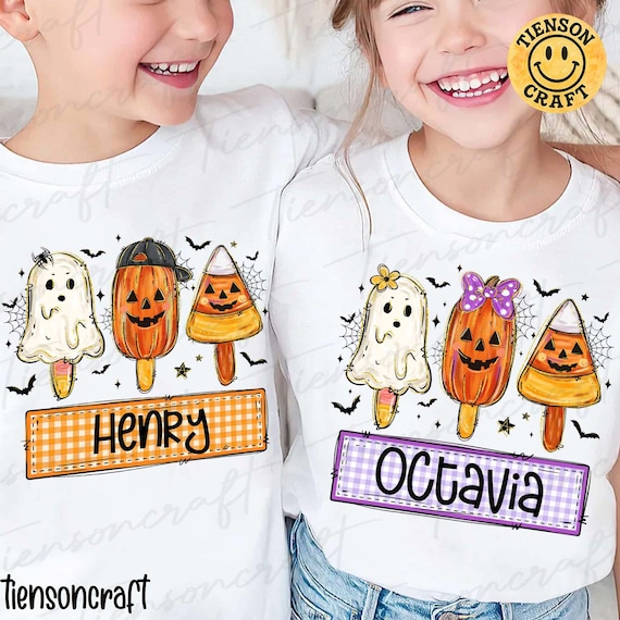 Personalized Boy Girl Halloween Kids Icecream Png, Halloween Kids png, Halloween kids name png, Cute Spooky Halloween png, Digital Design