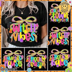 Bundle Spooky Season Png, Witch Ghost Pumpkin Png, Retro Neon Halloween Png, Vintage Halloween Quotes Shirt, Halloween Png, Digital Design