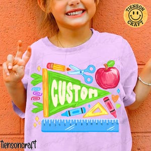 Custom Name Back to School Pennant PNG file, Coquette Boy Name png, Name Pennant png, Boho Floral Teacher Png, Brushstroke, Digital Design