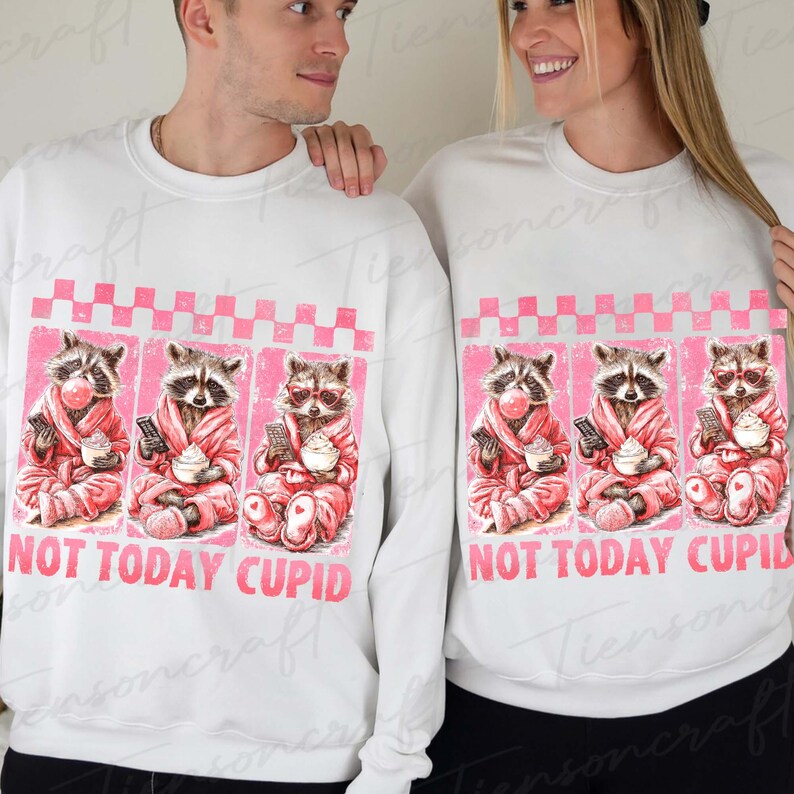 Not Today Cupid PNG, Snarky Raccoon Valentine's Day png, Sarcastic Valentines Day png, Sassy Humor Vday png, Sublimation, Digital Design image 2