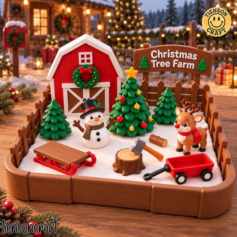 Christmas Farm Playset 3D STL File, Christmas Sensory, Holiday Pretend ...
