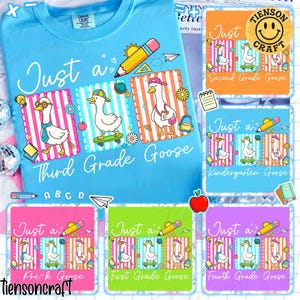 Coquette Neon Back to School Goose PNG Bundle, Teacher First Day of School Design, Preppy Floral Pre-k 1st/2nd/3rd/4th Grade, Digital Design