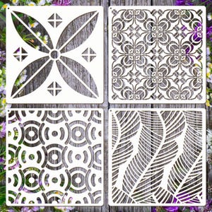 Geometric Stencils: Reusable Painting Templates, Modern Wall Art (4PCS 12x12&quot;)