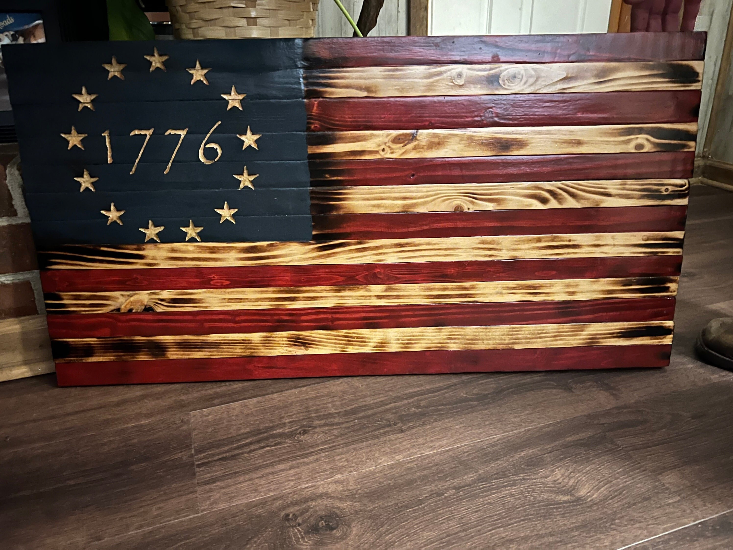 13 Star Betsy Ross Rustic Flag 1776 19x36 In - Etsy