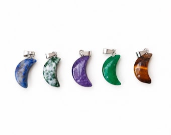 Pendentif lune en pierre naturelle, breloque croissant de lune en pierre précieuse, breloque lunaire en cristal, pendentif lune pour collier, breloque pour bijoux à faire soi-même
