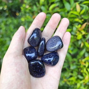 Blue Goldstone Crystal, Crystal Healing, Tumbled Stone, Healing Stones, Healing Stone, Tumbled Stones, Size 1&quot;–1.25&quot;
