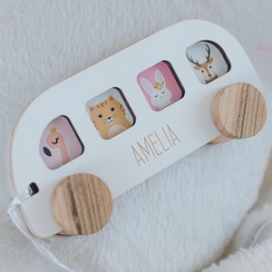 Personalisierte Spielzeugauto, Geschenk zum 1. Geburtstag, Geschenke für Kinder, Holzspielzeug für Kleinkinder, Individuelles Babygeschenk