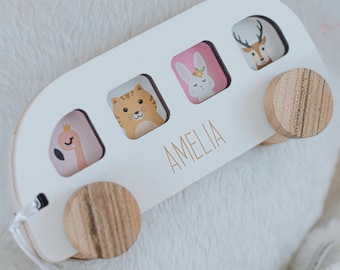 Personalisierte Spielzeugauto, Geschenk zum 1. Geburtstag, Geschenke für Kinder, Holzspielzeug für Kleinkinder, Individuelles Babygeschenk