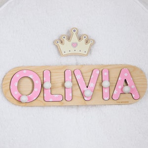 Wooden Baby Girl Gift. Baby Shower Gift. 1st Birthday Gift. Personalized Name Puzzle. Custom Gift for Kid. Educational Toy. Christening Gift