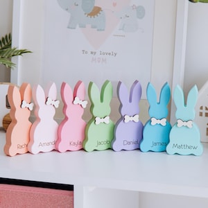 Decorazioni pasquali, coniglietto pasquale in legno, decorazione personalizzata per mensole con personaggio pasquale, regalo pasquale personalizzato, decorazioni pasquali per la casa, prima Pasqua