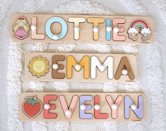 Puzzle personalizzati con nome per bambine - Regalo per il primo compleanno a tema frutti di bosco - Regalo per il primo giro intorno al sole - Regalo di Natale personalizzato per bambini piccoli