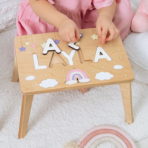 Wooden Step Stool Available In 9 Designs. Personalized Children&#39;s Step Stool. Gift For Kid. Custom Stool with Name. Aesthetic Baby Furniture