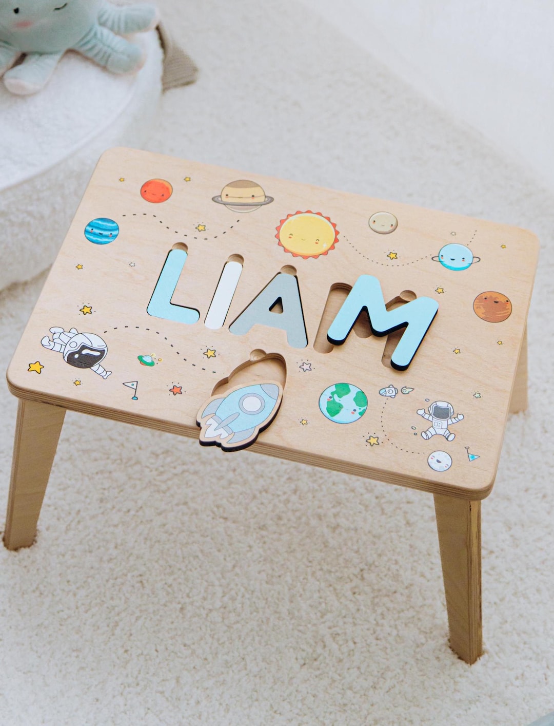Personalized Printed Stepping Stool Name Puzzle Stool 1st Birthday Gift ...