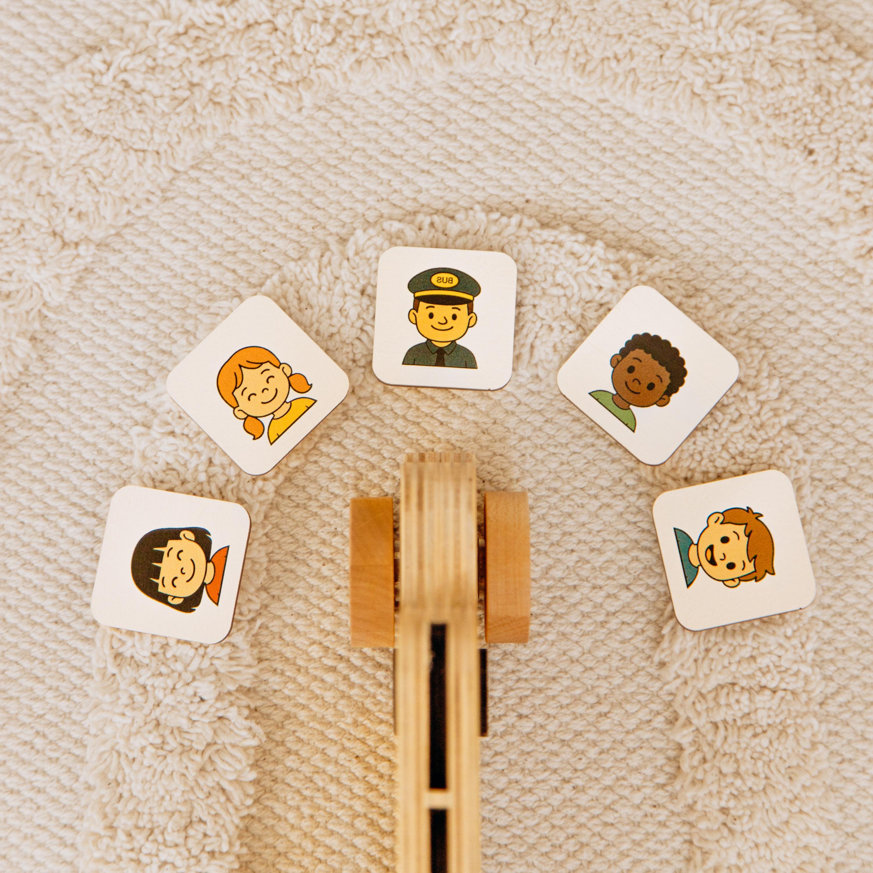 Personalized Wooden Car For Toddler. Eco-friendly School Bus Toy. Sensory Toys. Educational Toy With Small Cards.