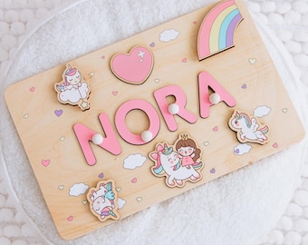 Pink Busy Board, Baby Girl Custom Name Puzzle, Personalized Baby Busy Board, Wooden Montessori Toys, Entertaining Toy, Cute Toddler Gifts