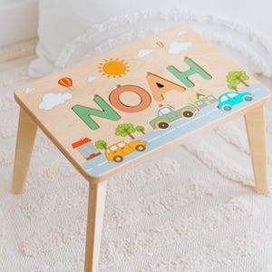 Printed Stepping Stool Children Furniture Personalized Name Puzzle Stool 1st Birthday Gift First Christmas Gift Toddler Stools Nursery Decor