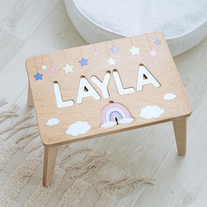 Toddler Step Stool, Gift for Girl, Bathroom Child, Kids Step Stool with Name, Easter Gift for Kids, Personalized Wooden Step Stool for Kids