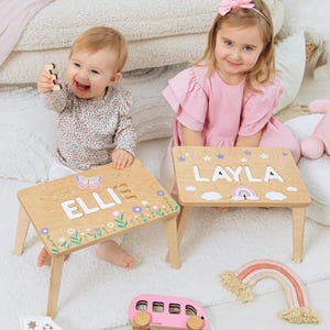 Wooden Step Stool for Girl Toddler Step Stool, Gift for Girl, Bathroom Furniture for Kids, Kids Step Stool with Name, Easter Gift for Kids.