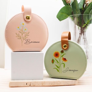 Benutzerdefinierte Blumen Schmuckschatulle, Reise Schmuckschatulle, Brautparty Geschenk, Geburtsblume Schmuckschatulle, Brautjungfer Vorschlag, Geschenke für ihren Geburtstag,