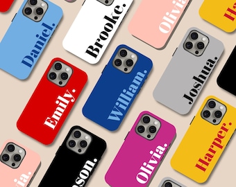 Personalized Name iPhone Case, Custom Bold Text, Colorful Gift for Her (iPhone 13-17)