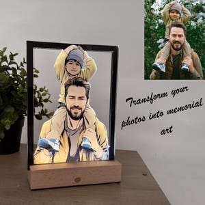 Personalized Cartoon Portrait LED Frame: Custom Family Photo Keepsake