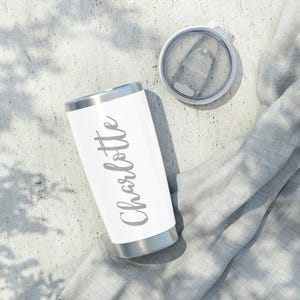 Personalized 20oz Tumbler, Custom Name Laser Engraved Travel Mug, Insulated Drinkware Water cup, Stainless Steel Coffee Cup, Bridesmaid Gift