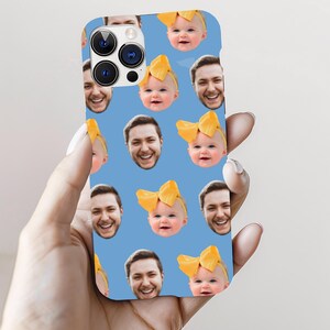 Coque de téléphone visage de bébé, visage d'animal de compagnie personnalisé, coque de portable photo de famille personnalisée, coque de portable avec photo, cadeau coque iphone rigolo pour papa