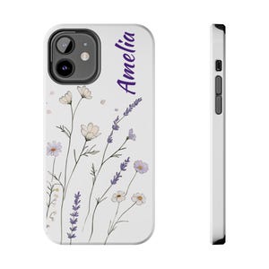 Personalized Name Flowers iPhone Case Custom Phone iPhone Case Personalized Phone Case iPhone 15 14 13 12 11 Pro Max Plus Case With Name