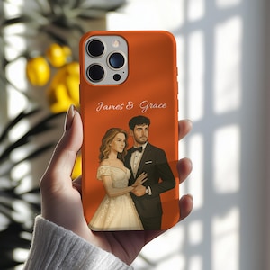 Custom Phone Case with Personalized Portrait, Turn Your Photo into Realistic Vector Art, iPhone 16 Case, Illustration Photo Cellphone Cover