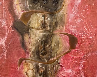The door. Original Acrylic Paint on Canvas.Mixed Media.