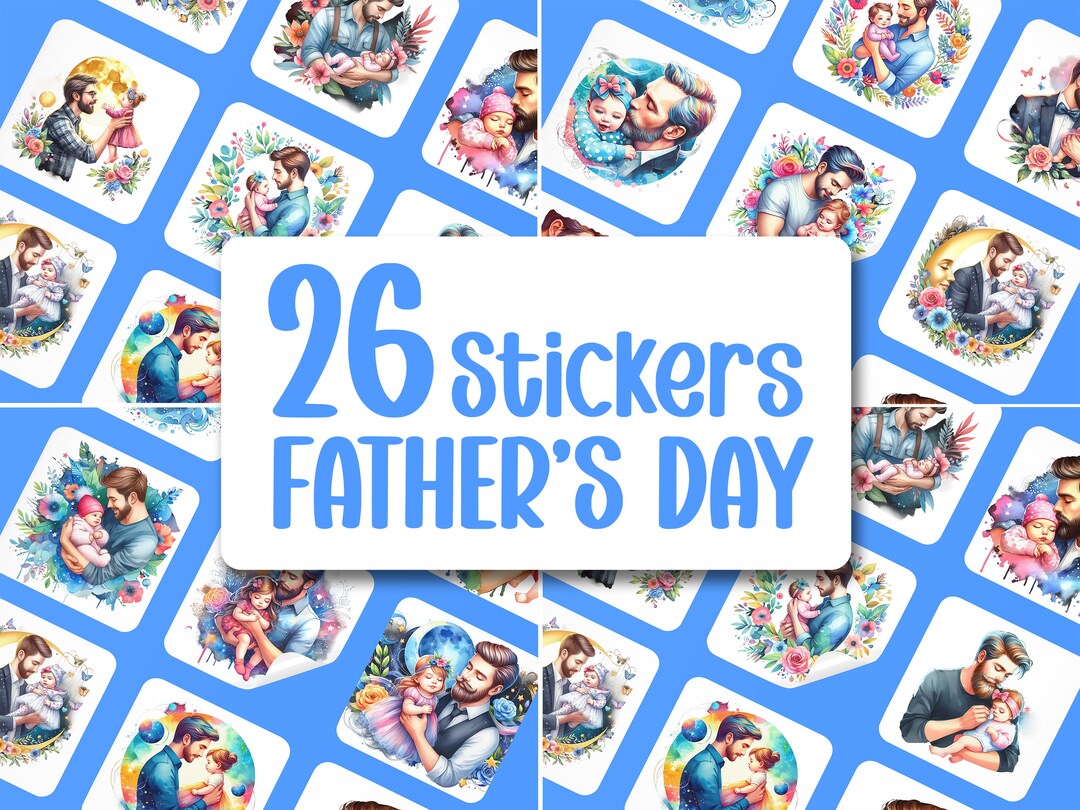 26 Father's Day Stickers Adorable, Colorful, Cheerful, High Quality ...