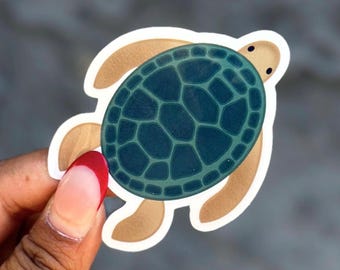 Sea Turtle Sticker: Laminated Vinyl Decal for Water Bottle, Laptop