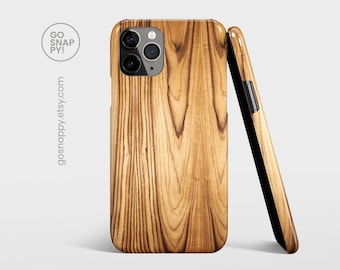 Funda de madera de teca para iPhone 17, 16, 15, 14 y 13 • Textura con estampado de vetas de madera para Galaxy S25, S24 y S23 Pixel 9 y 8 Pro • Patrón de madera rústica con aspecto de madera