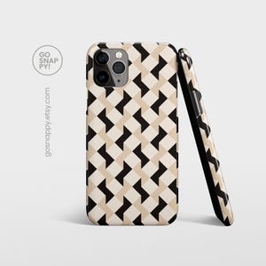 MODERN MINIMALIST Case For iPhone 16 15 14 13 12 • Black Beige Abstract Galaxy S24 S23 S22 Pixel 9 8 Pro • Geometric Pattern Cover