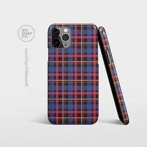 SCOTTISH TARTAN Case For iPhone 16 15 14 13 12 • Cosy Blue Plaid Pattern For Galaxy S24 S23 S22 Pixel 9 8 Pro • Traditional