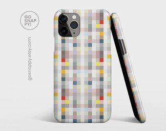 PIXEL MOSAIC Case For iPhone 17 16 15 14 13 • Colorful Block Design Galaxy S26 S25 S24 Pixel 10 9 • Abstract Grid Scandinavian Wall Art