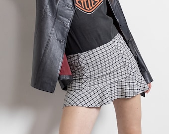 Y2K LOW RISE PLAID Mini Skirt Pleated Vintage 2000's Stretchy Spring Fall / Medium / 38 Inch Hips