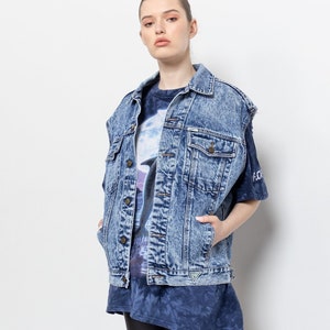 GUESS JEANS ACID Wash denim vest vintage Oversize Blue classic U S A usa / Medium