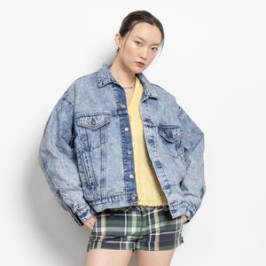 LEVI&#39;S DENIM JACKET Vintage Acid Wash Medium Blue Jean Boxy Trucker Classic 90&#39;s Oversize / Medium Large